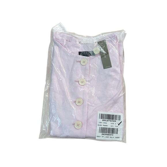 NWT J CREW Cutaway vest top in linen in “Iced Strawberry” pink - Picture 7 of 7